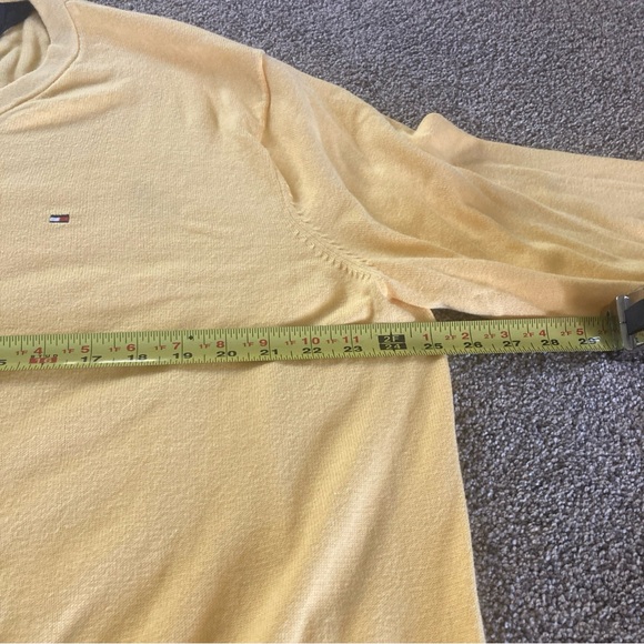 Tommy Hilfiger Mens Sweater Yellow XL Jumper VNeck Long Sleeve 💯 Percent Cotton - Picture 5 of 6